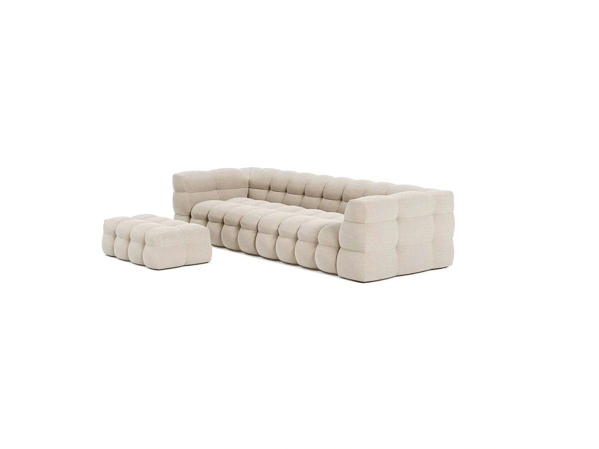 Massimo bank van Table su Sud in een compacte opstelling met hocker in een lichte kleur